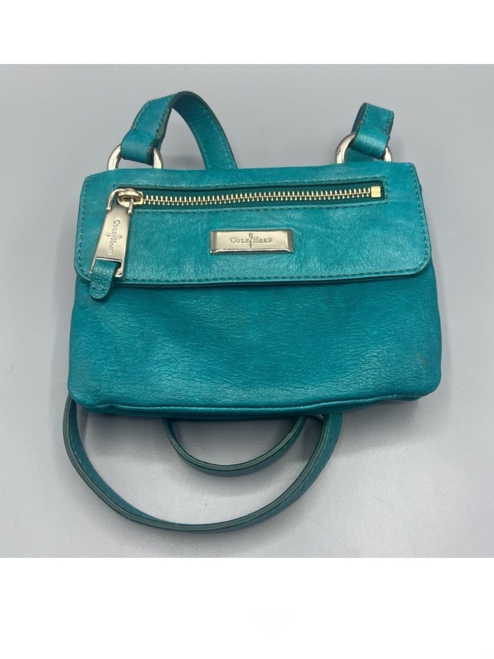 Cole Hann Leather Crossbody Bag Aqua